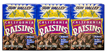 California Seedless Raisins <br>1 oz box 6 pack