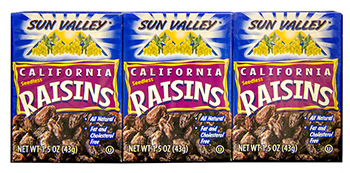 California Seedless Raisins<br> 1.5 oz box 6 pack