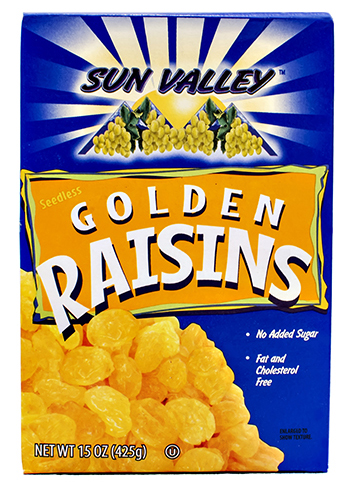 Seedless Golden Raisins </br>NETWT 15OZ (425g)